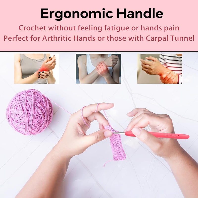 Gerute 2.75mm Crochet Hook, Ergonomic Crochet Hooks with Soft Rubber Handle and Smooth Glide Head - Lightweight Aluminum Needles for Beginners, Arthritis, Yarn Projects, Long Crafting Sessions (2.75 mm) - Image 4